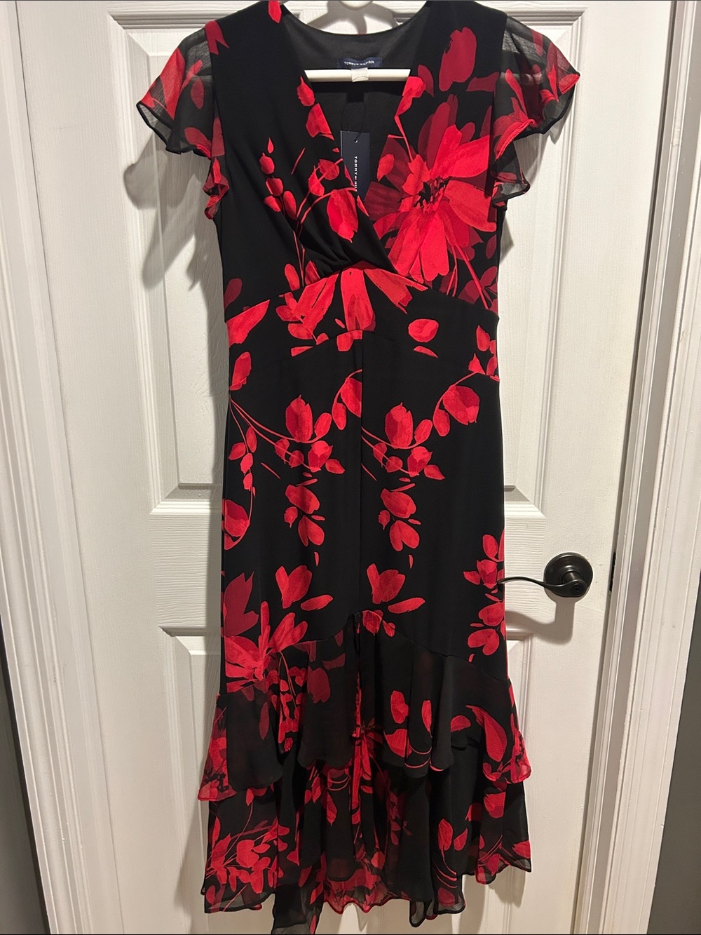 Tommy Hilfiger Black Dress with Red Floral Print size 2